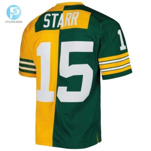 Mens Green Bay Packers Bart Starr Mitchell Ness Greengold 1969 Split Legacy Replica Jersey stylepulseusa 1 2