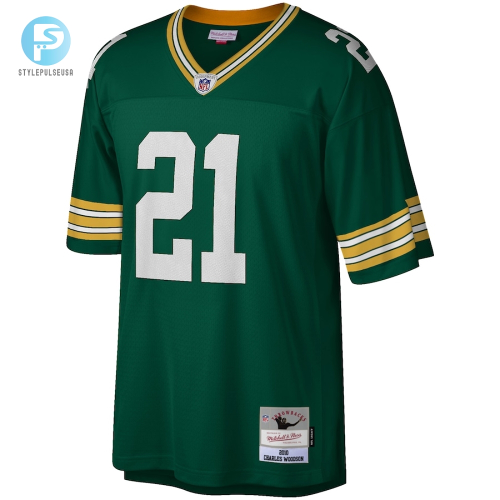Mens Green Bay Packers Charles Woodson Mitchell  Ness Green Legacy Replica Jersey 