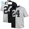 Mens Las Vegas Raiders Charles Woodson Mitchell Ness Blacksilver Big Tall Split Legacy Retired Player Replica Jersey stylepulseusa 1