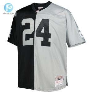 Mens Las Vegas Raiders Charles Woodson Mitchell Ness Blacksilver Big Tall Split Legacy Retired Player Replica Jersey stylepulseusa 1 1