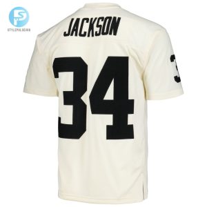 Mens Las Vegas Raiders Bo Jackson Mitchell Ness Cream Chainstitch Legacy Jersey stylepulseusa 1 2