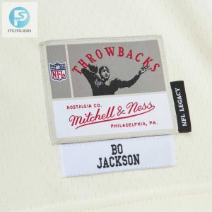 Mens Las Vegas Raiders Bo Jackson Mitchell Ness Cream Chainstitch Legacy Jersey stylepulseusa 1 4