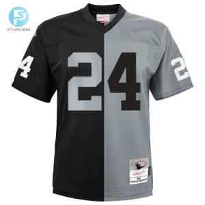 Youth Las Vegas Raiders Charles Woodson Mitchell Ness Blacksilver Split Legacy Jersey stylepulseusa 1 1