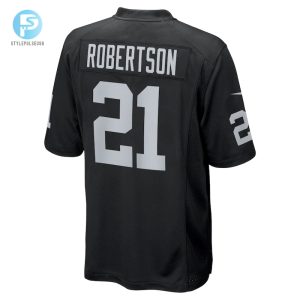 Mens Las Vegas Raiders Amik Robertson Nike Black Team Game Jersey stylepulseusa 1 2