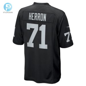 Mens Las Vegas Raiders Justin Herron Nike Black Team Game Jersey stylepulseusa 1 2