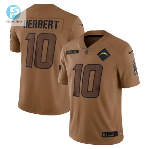 Mens Los Angeles Chargers Justin Herbert Nike Brown 2023 Salute To Service Limited Jersey stylepulseusa 1