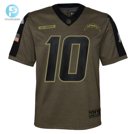 Youth Los Angeles Chargers Justin Herbert Nike Olive 2021 Salute To Service Game Jersey stylepulseusa 1 1