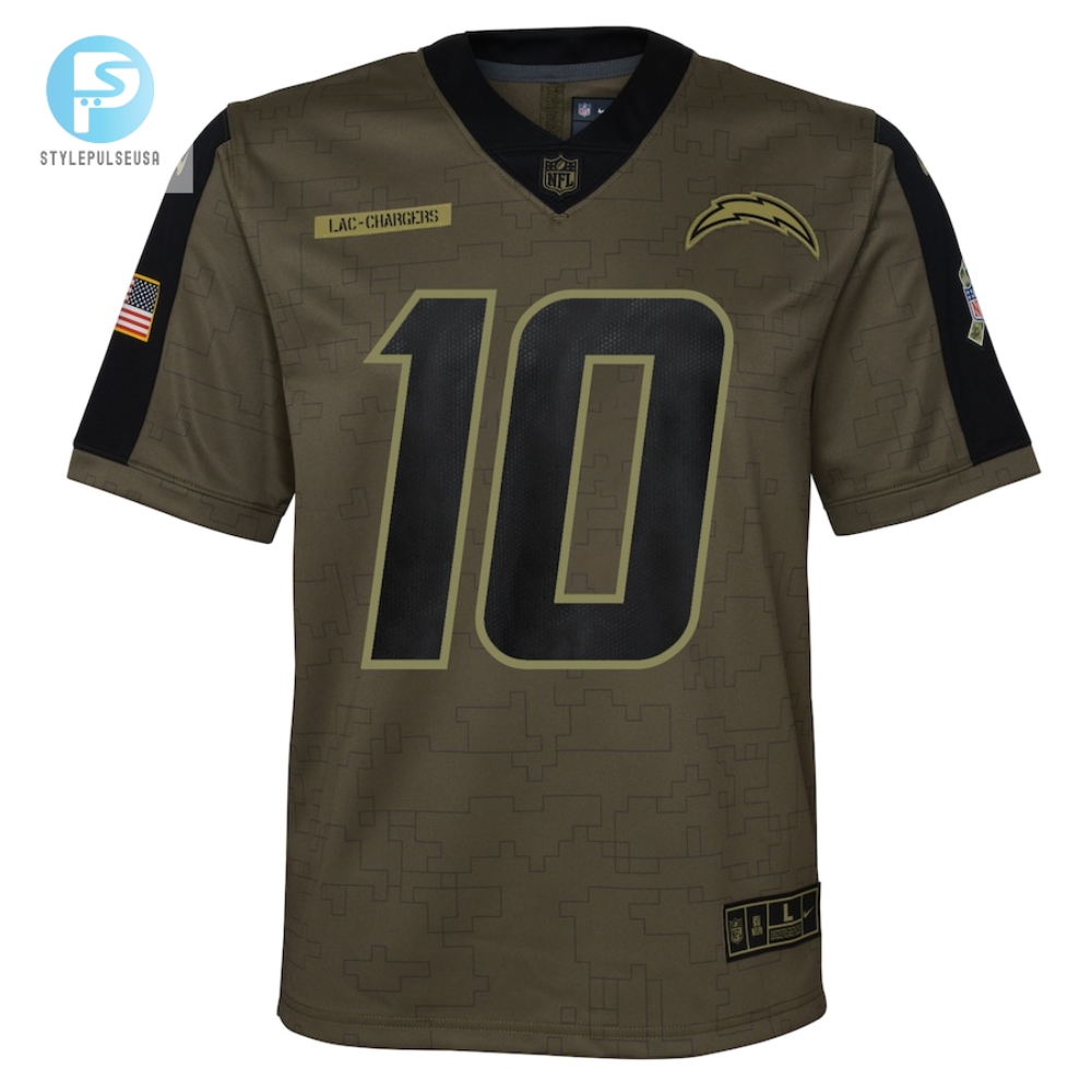Youth Los Angeles Chargers Justin Herbert Nike Olive 2021 Salute To Service Game Jersey 