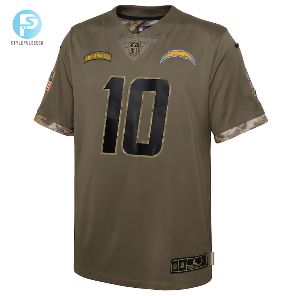 Youth Los Angeles Chargers Justin Herbert Nike Olive 2022 Salute To Service Player Limited Jersey 