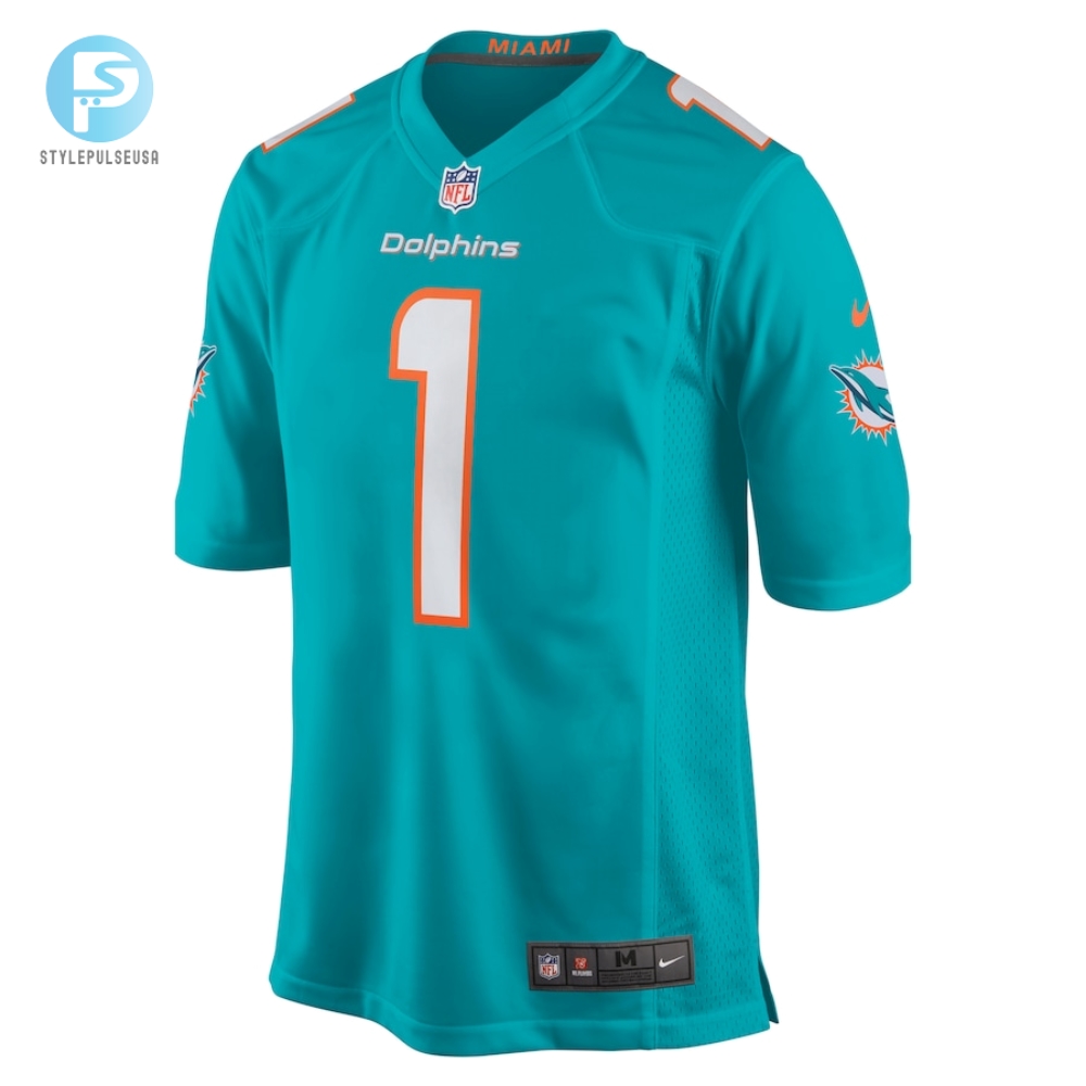 Mens Miami Dolphins Number 1 Dad Nike Aqua Game Jersey 