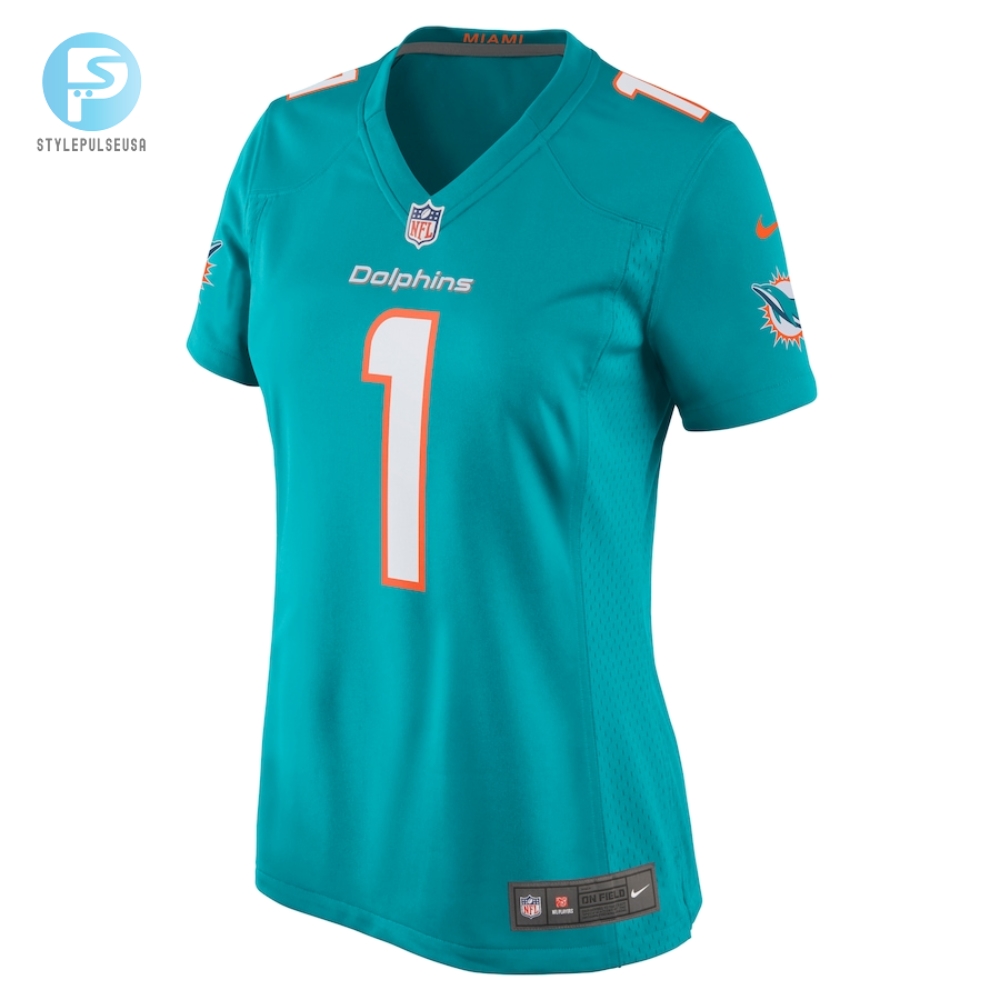 Womens Miami Dolphins Number 1 Mom Nike Aqua Game Jersey 