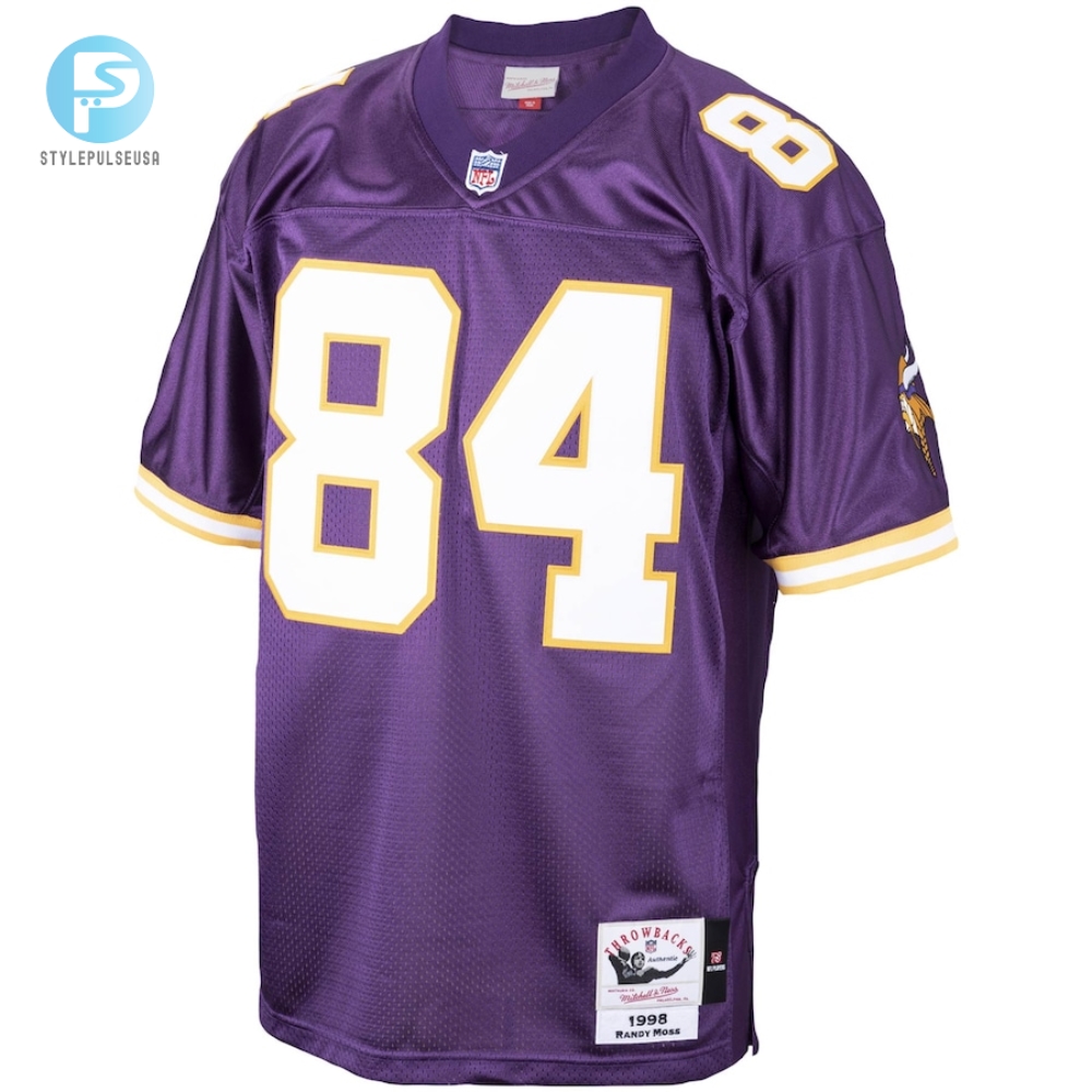 Mens Minnesota Vikings 1998 Randy Moss Mitchell  Ness Purple Authentic Throwback Retired Player Jersey 