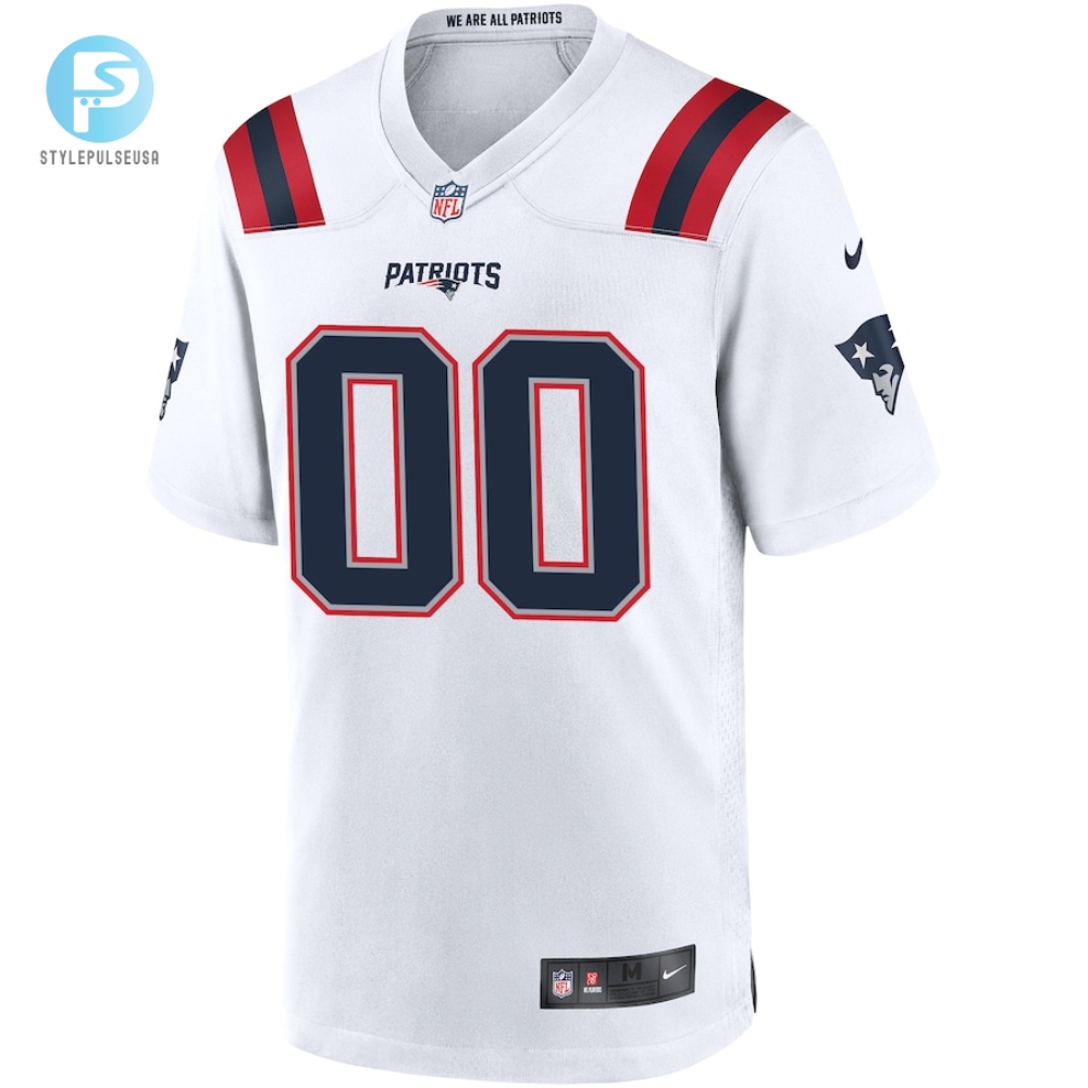 Mens New England Patriots Nike White Custom Game Jersey 