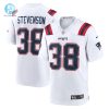 Mens New England Patriots Rhamondre Stevenson Nike White Game Player Jersey stylepulseusa 1