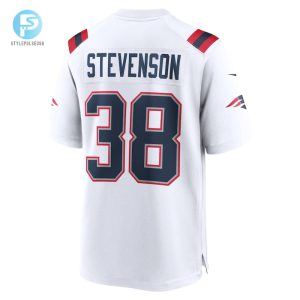 Mens New England Patriots Rhamondre Stevenson Nike White Game Player Jersey stylepulseusa 1 2