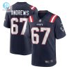 Mens New England Patriots Jake Andrews Nike Navy Team Game Jersey stylepulseusa 1