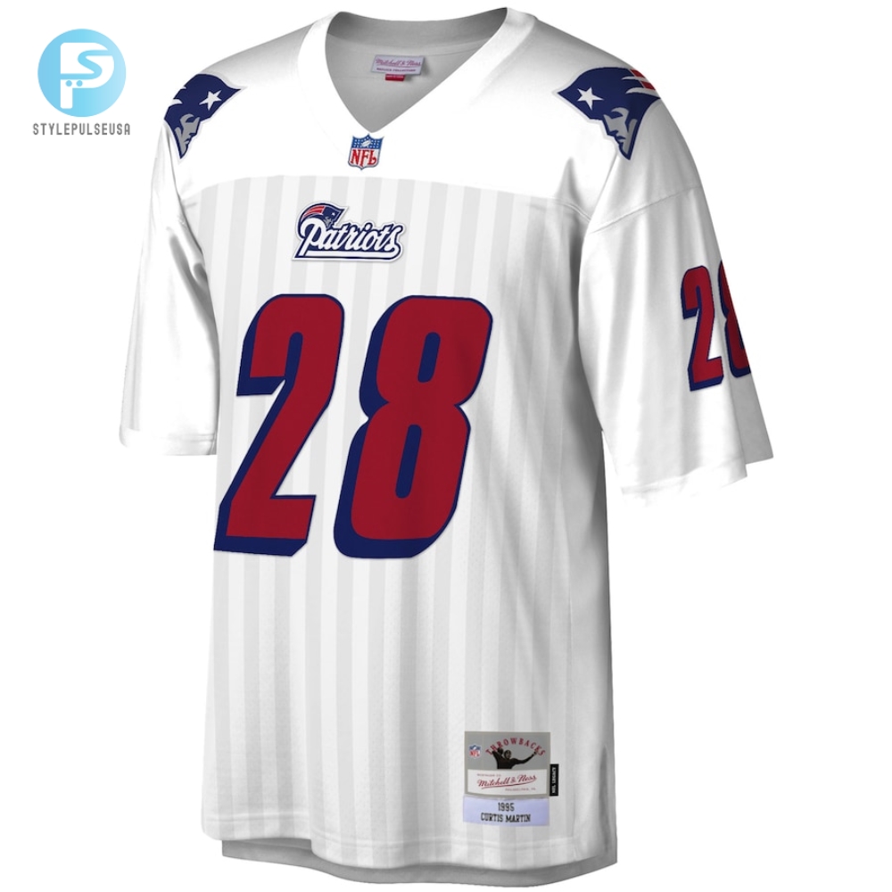 Mens New England Patriots Curtis Martin Mitchell  Ness White Legacy Replica Jersey 