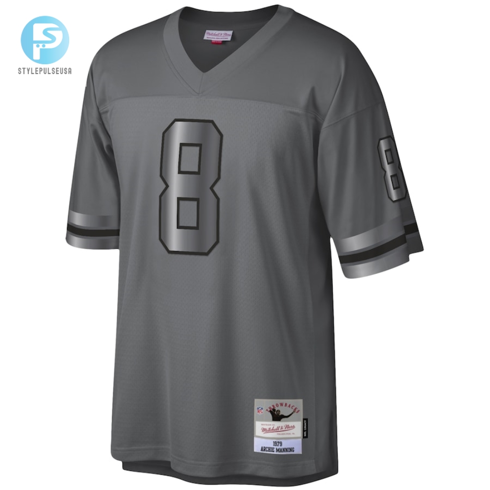 Mens New Orleans Saints Archie Manning Mitchell  Ness Charcoal 1979 Retired Player Metal Legacy Jersey 