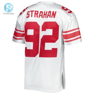 Mens New York Giants 2007 Michael Strahan Mitchell Ness White Authentic Throwback Retired Player Jersey stylepulseusa 1 2