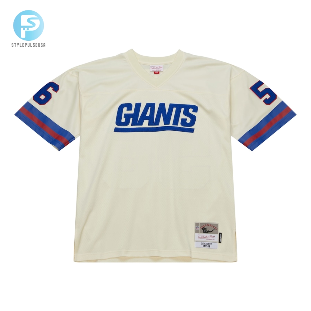 Mens New York Giants Lawrence Taylor Mitchell  Ness Cream Chainstitch Legacy Jersey 