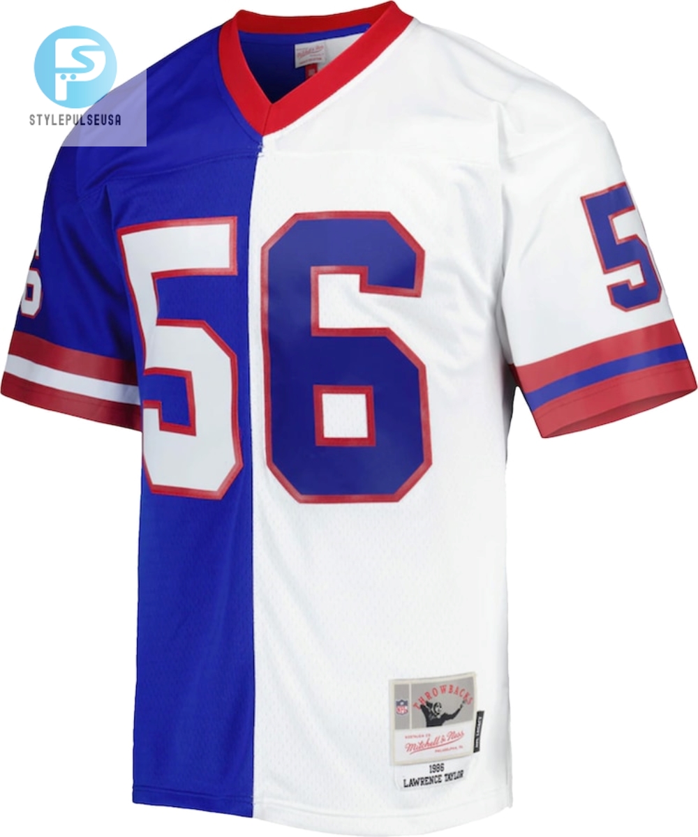 Mens New York Giants Lawrence Taylor Mitchell  Ness Royalwhite 1986 Split Legacy Replica Jersey 