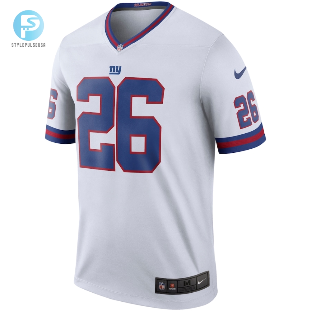 Mens New York Giants Nike Saquon Barkley White Color Rush Legend Jersey 