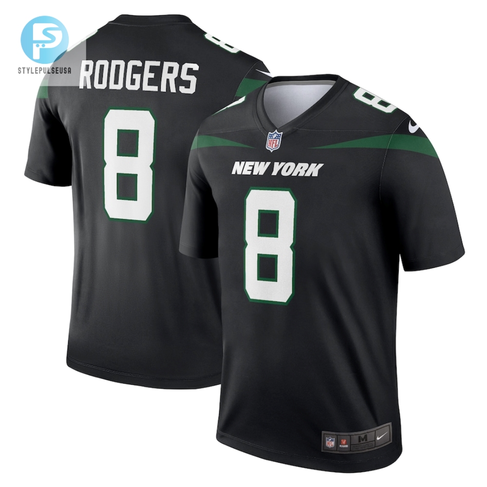 Mens New York Jets Aaron Rodgers Nike Stealth Black Alternate Legend Player Jersey stylepulseusa 1