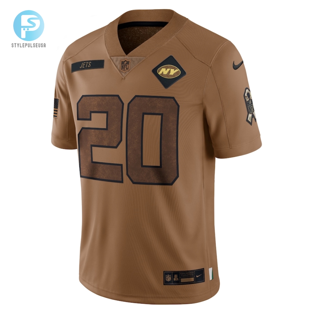 Mens New York Jets Breece Hall Nike Brown 2023 Salute To Service Limited Jersey 
