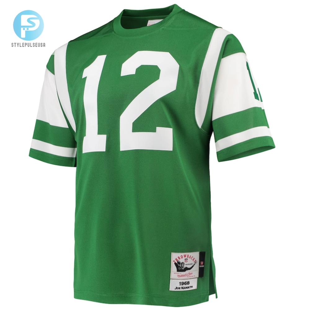 Mens New York Jets 1968 Joe Namath Mitchell  Ness Green Authentic Throwback Retired Player Jersey 