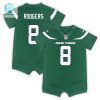 Newborn Infant New York Jets Aaron Rodgers Nike Green Game Romper Jersey stylepulseusa 1