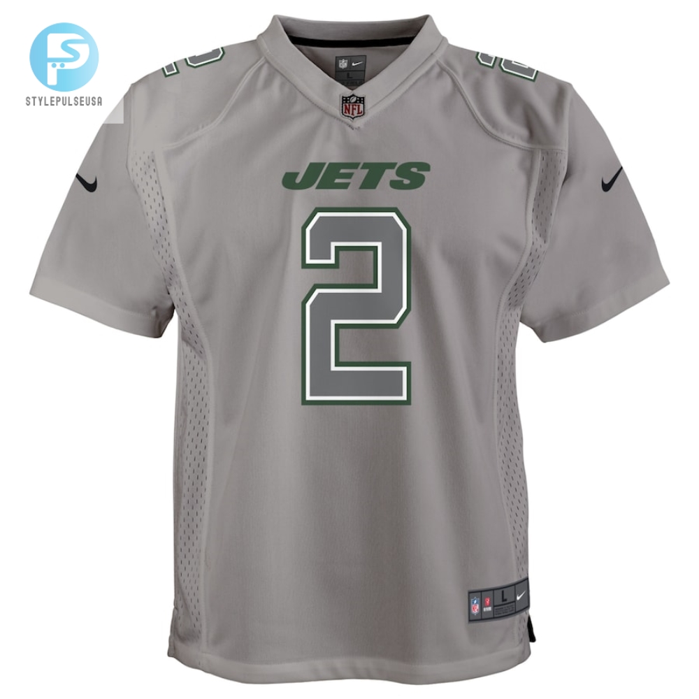 Youth New York Jets Zach Wilson Nike Gray Atmosphere Game Jersey 