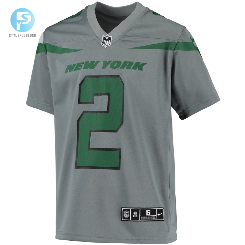 Youth New York Jets Zach Wilson Nike Gray Inverted Team Game Jersey 