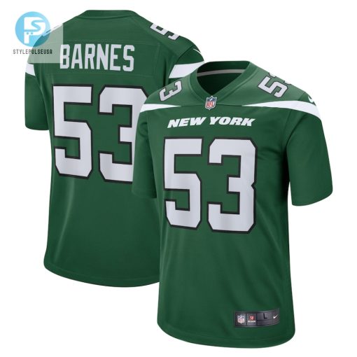Mens New York Jets Zaire Barnes Nike Gotham Green Game Jersey stylepulseusa 1