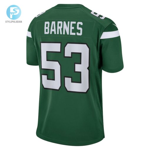 Mens New York Jets Zaire Barnes Nike Gotham Green Game Jersey stylepulseusa 1 2