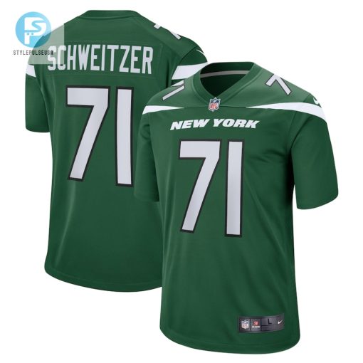 Mens New York Jets Wes Schweitzer Nike Green Game Jersey stylepulseusa 1