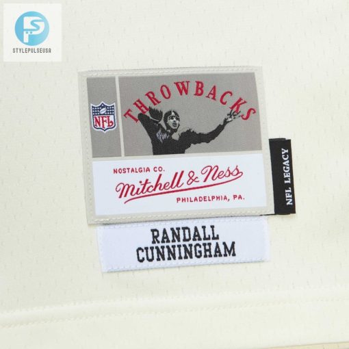 Mens Philadelphia Eagles Randall Cunningham Mitchell Ness Cream Chainstitch Legacy Jersey stylepulseusa 1 4