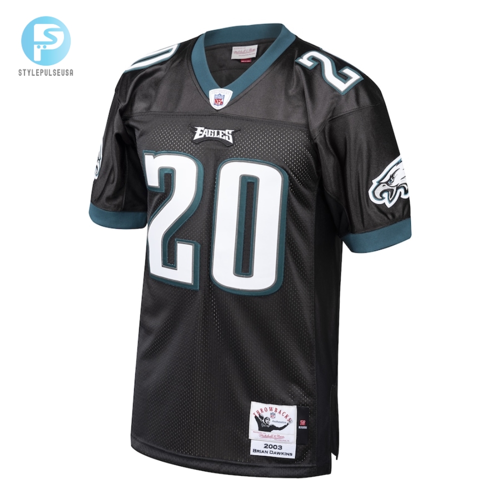 Mens Philadelphia Eagles 2003 Brian Dawkins Mitchell  Ness Black Authentic Throwback Retired Player Jersey 