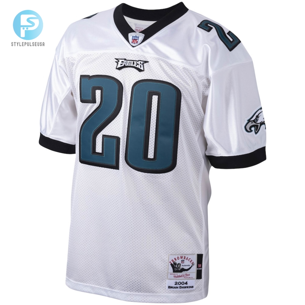 Mens Philadelphia Eagles 2004 Brian Dawkins Mitchell  Ness White Authentic Throwback Retired Player Jersey 
