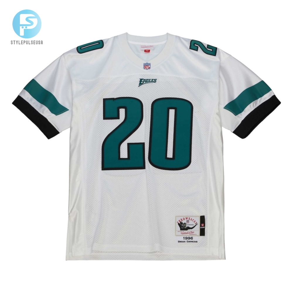 Mens Philadelphia Eagles 1996 Brian Dawkins Mitchell  Ness White Authentic Throwback Retired Player Jersey 