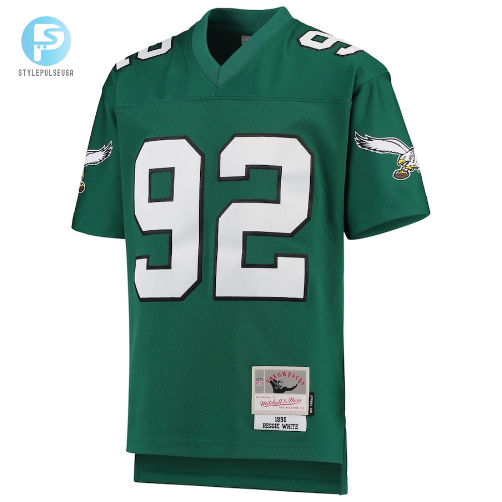 Youth Philadelphia Eagles Reggie White Mitchell  Ness Green 1990 Legacy Retired Player Jersey 