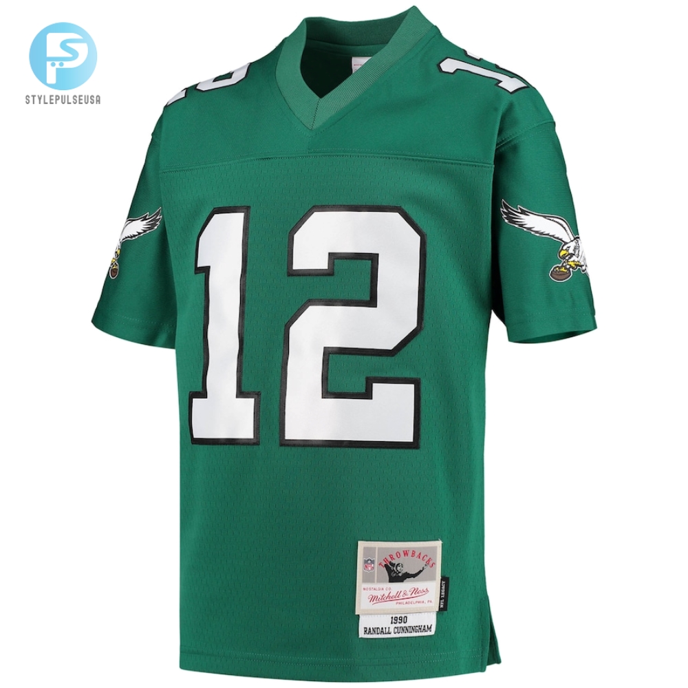 Youth Philadelphia Eagles Randall Cunningham Mitchell  Ness Kelly Green 1990 Retired Player Legacy Jersey 