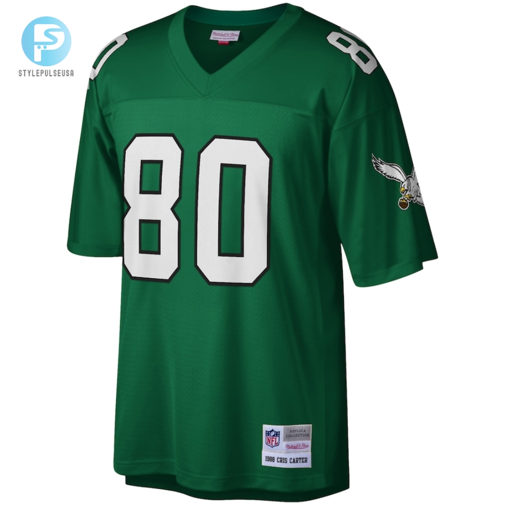 Mens Philadelphia Eagles Cris Carter Mitchell  Ness Kelly Green Legacy Replica Jersey 