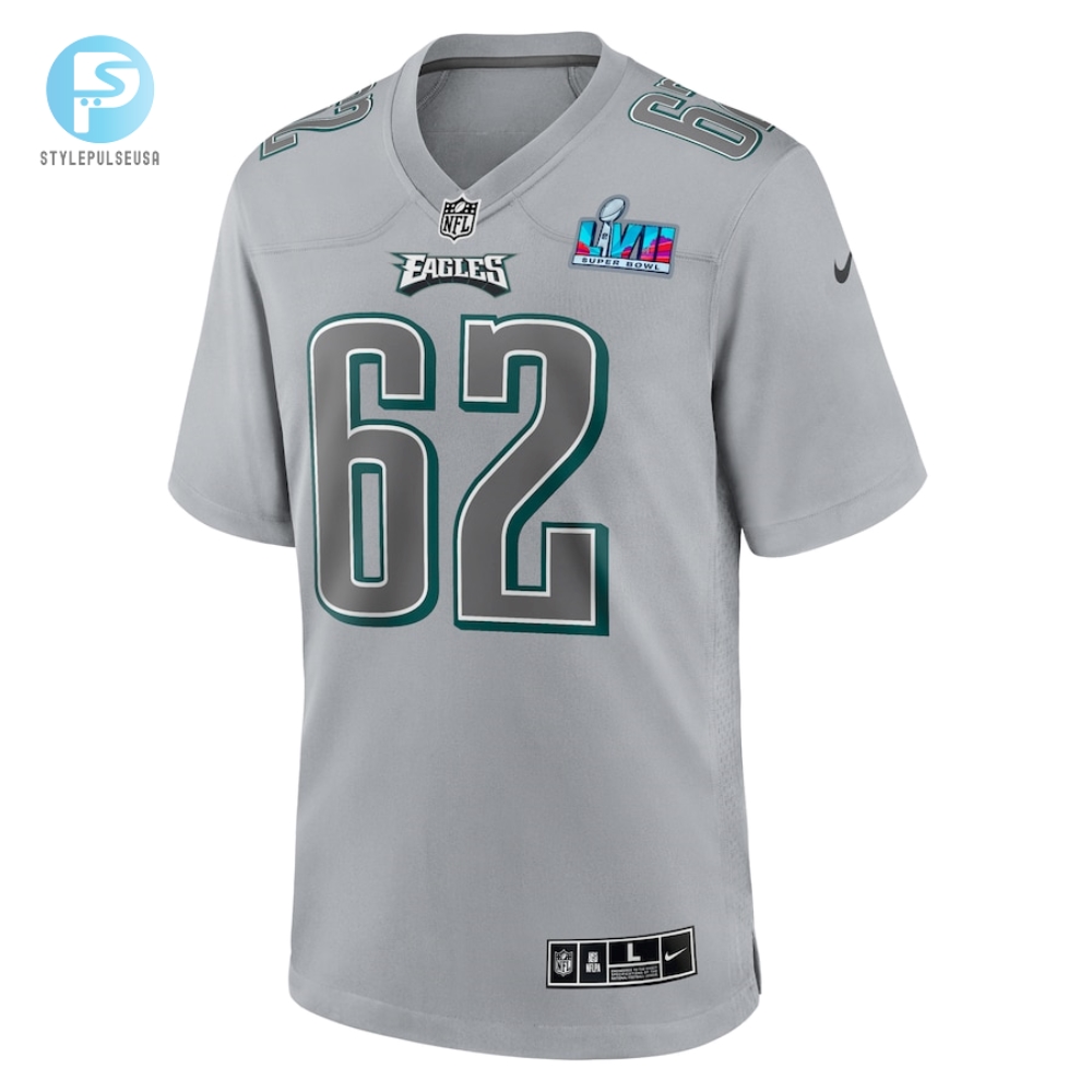 Mens Philadelphia Eagles Jason Kelce Nike Gray Super Bowl Lvii Patch Atmosphere Fashion Game Jersey 