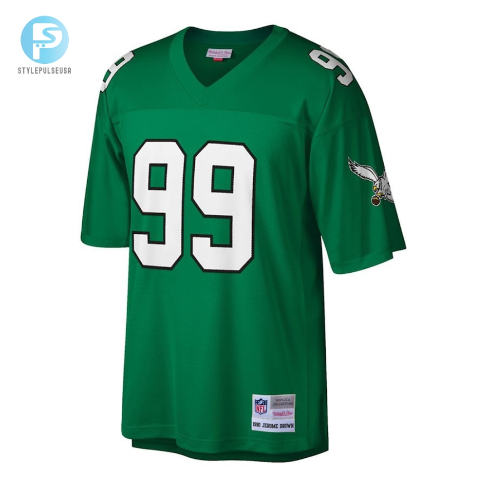 Mens Philadelphia Eagles Jerome Brown Mitchell  Ness Kelly Green Big  Tall 1990 Retired Player Replica Jersey 