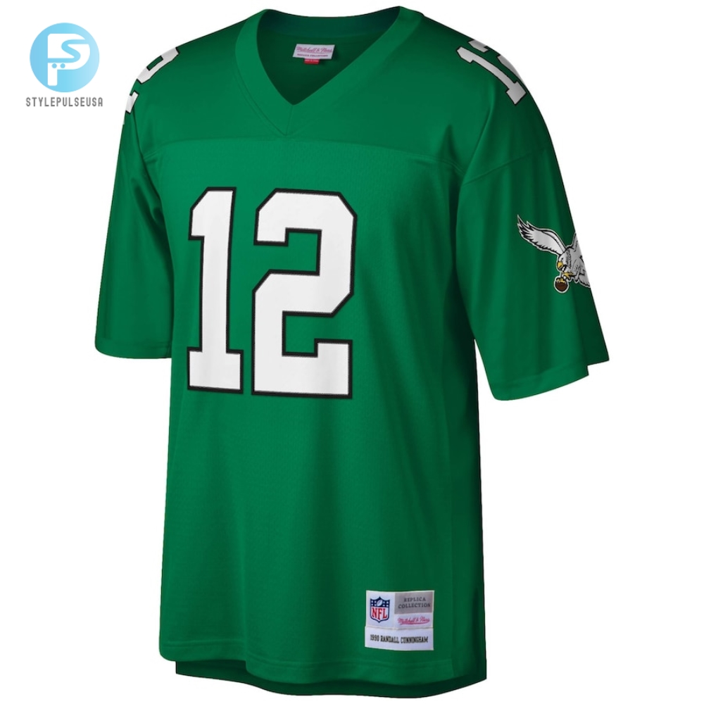 Mens Philadelphia Eagles Randall Cunningham Mitchell  Ness Kelly Green Legacy Replica Jersey 