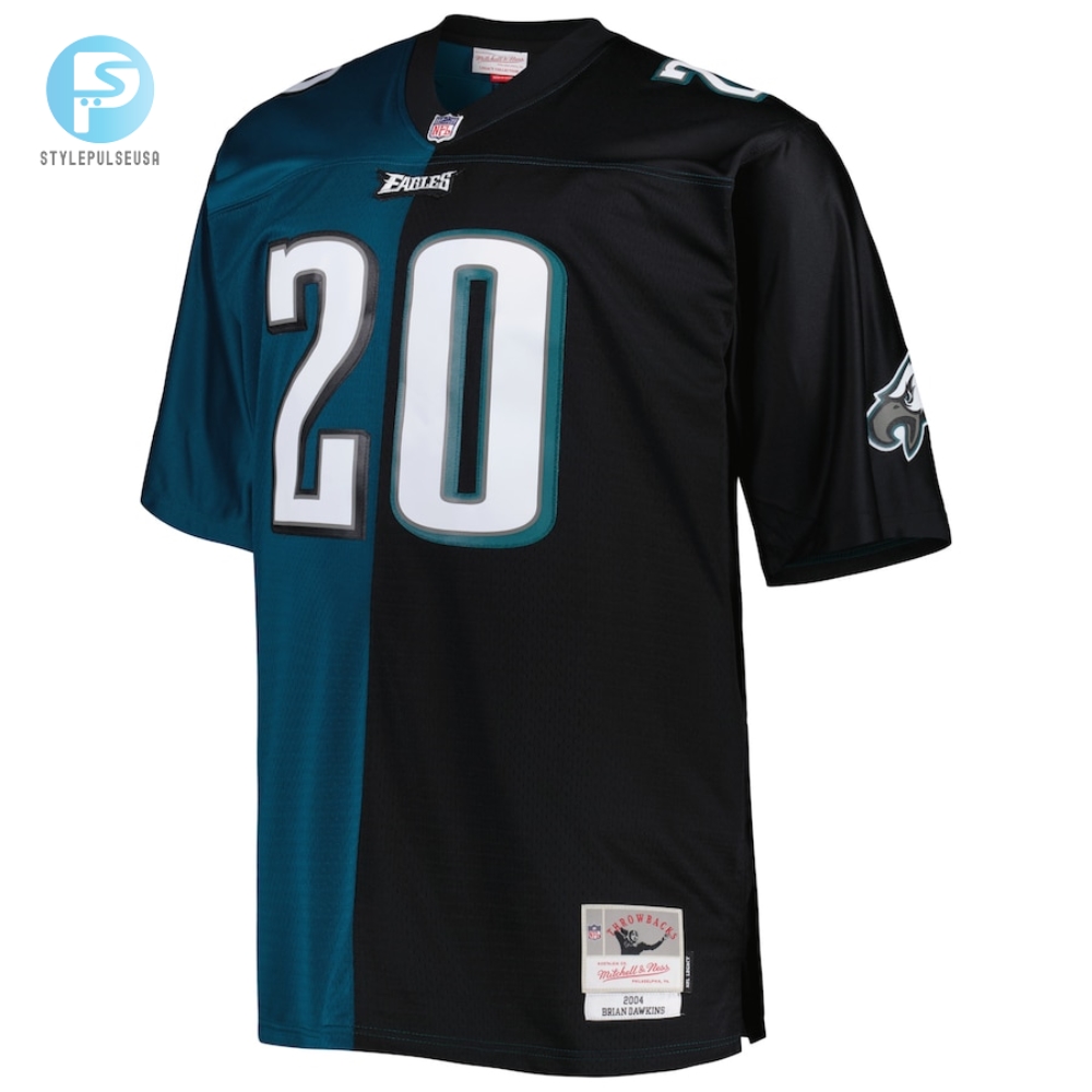 Mens Philadelphia Eagles Brian Dawkins Mitchell  Ness Midnight Greenblack Big  Tall Split Legacy Retired Player Replica Jersey 