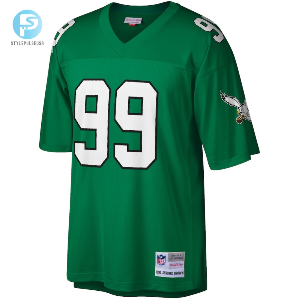 Mens Philadelphia Eagles Jerome Brown Mitchell  Ness Kelly Green Legacy Replica Jersey 