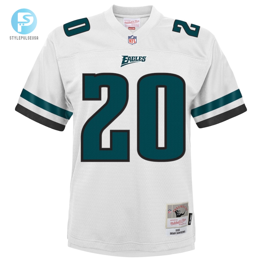 Youth Philadelphia Eagles Brian Dawkins Mitchell  Ness White 2004 Retired Player Legacy Jersey 