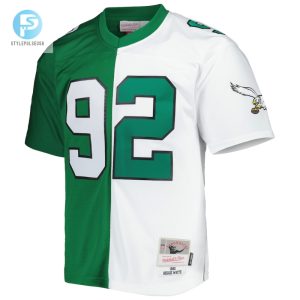 Mens Philadelphia Eagles Reggie White Mitchell Ness Kelly Greenwhite 1990 Split Legacy Replica Jersey stylepulseusa 1 1