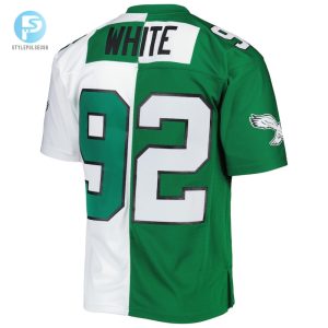 Mens Philadelphia Eagles Reggie White Mitchell Ness Kelly Greenwhite 1990 Split Legacy Replica Jersey stylepulseusa 1 2